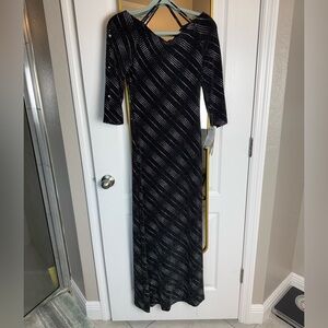 Cachet Black and Silver Mid Sleeve Dress